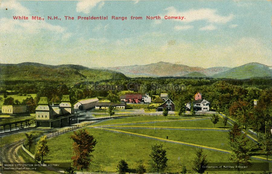 Postcard: White Mountains, New Hampshire, The Presidential Range from North Conway